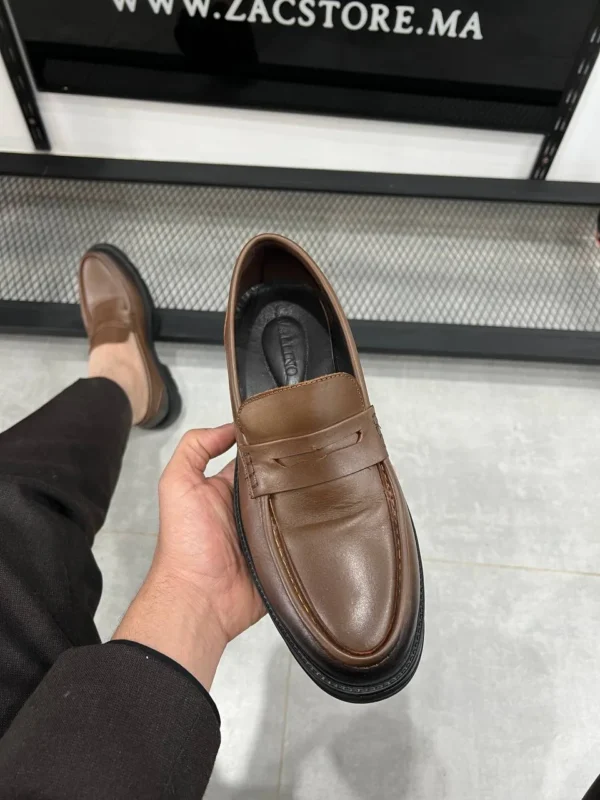 Men’s Classic Brown Leather Loafers – Comfortable Slip-On Dress Shoes